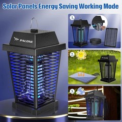 4500V Solar Bug Zapper Outdoor, Mosquito Zapper Waterproof Electric Fly Zapper N