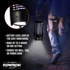 Flowtron Rechargeable Bug Zapper 3600Mah Battery Powered Led Killer Usb-C Sq Ft