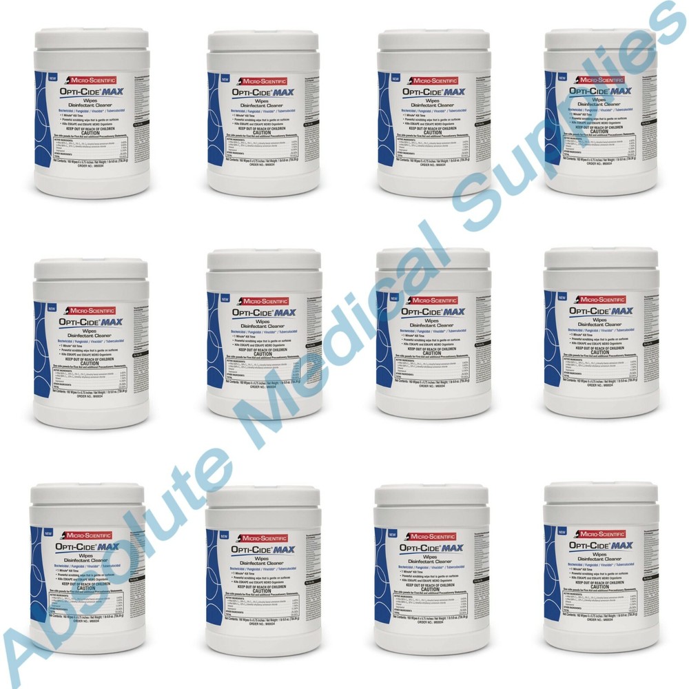 *12-Pack* Micro-Scientific Opti-Cide MAX Disinfectant Cleaner 6″ x 6.75″ M60034
