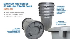 Magnum Tool Group Pro Series Trash Can 55 Gallon Plastic Grey