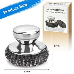 7PCS Steel Wool Scrubber Pads, Stainless Set with 1PCS Silver