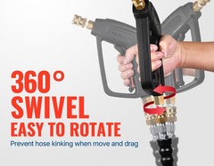 YAMATIC Pressure Washer Gun Wand with Swivel 3/8″ Plug & M22 Long Gun, Black