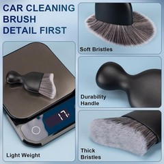 2-Piece Car Interior Detailing Brush Set with Soft Bristles f Color: Dark Gray