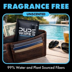 DUDE Wipes On-The-Go Unscented Travel – 30 30 Count (Pack of 1), White