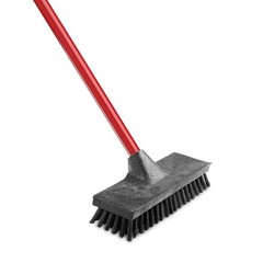 Heavy Duty Steel Handle Floor Scrub Brush Red and Black