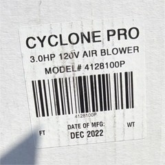 Cyclone Pro 3.0HP 120V Electric Air Blower Fan Model/MPN 4128100P