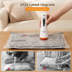Vacuum Storage Bags for Travel with Rechargeable Air Pump, 12 Pack White