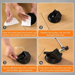 Floor Gap Fixer Tool Kit with Hammer & 5 Reusable Pads | 45° Strike Angle Des…