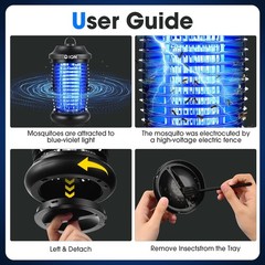 Iqn Bug Zapper Outdoor Plug-In Electric Mosquito Fly Zapper 15W Grid On/Off