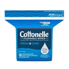 Flushable Wet Wipes Adult Septic Safe Cleaning Wipes 168 Count Resealable Pack