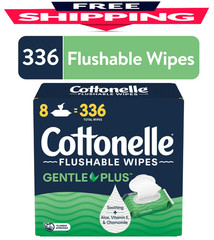 Cottonelle Gentle Plus Flushable Wet Wipes, 8 Flip-Top Packs