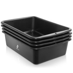 4-Pk Commercial Bus Box/Utility Tub – Plastic Storage Bin Dish Basin, 20L Blk