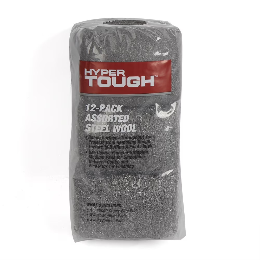 Multi Grade Assorted Steel Wool Pads for Cleaning Polishing Sanding 12 Pack