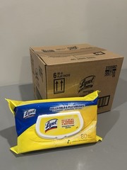 lot of (6) 80ct Packs Of Lysol Lemon & Lime Blossem Scent Disinfecting Wipes