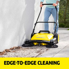 S 6 Twin Outdoor Hand Push Walk-Behind Floor Sweeper – 10 Gal. Capacity