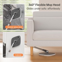 KZKR Spin Mop and Bucket 1.0 Set with 2 Pads, Grey+orange+white