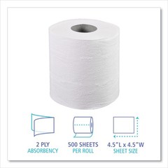 Boardwalk 6155B 4.5″ x 4.5″ 2-Ply Septic Safe Toilet Tissue – WT (96/Carton) New