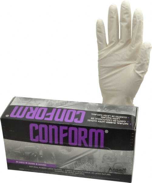 100 Pack Ansell 69-210-L Disposable Gloves, 5 mil, Latex