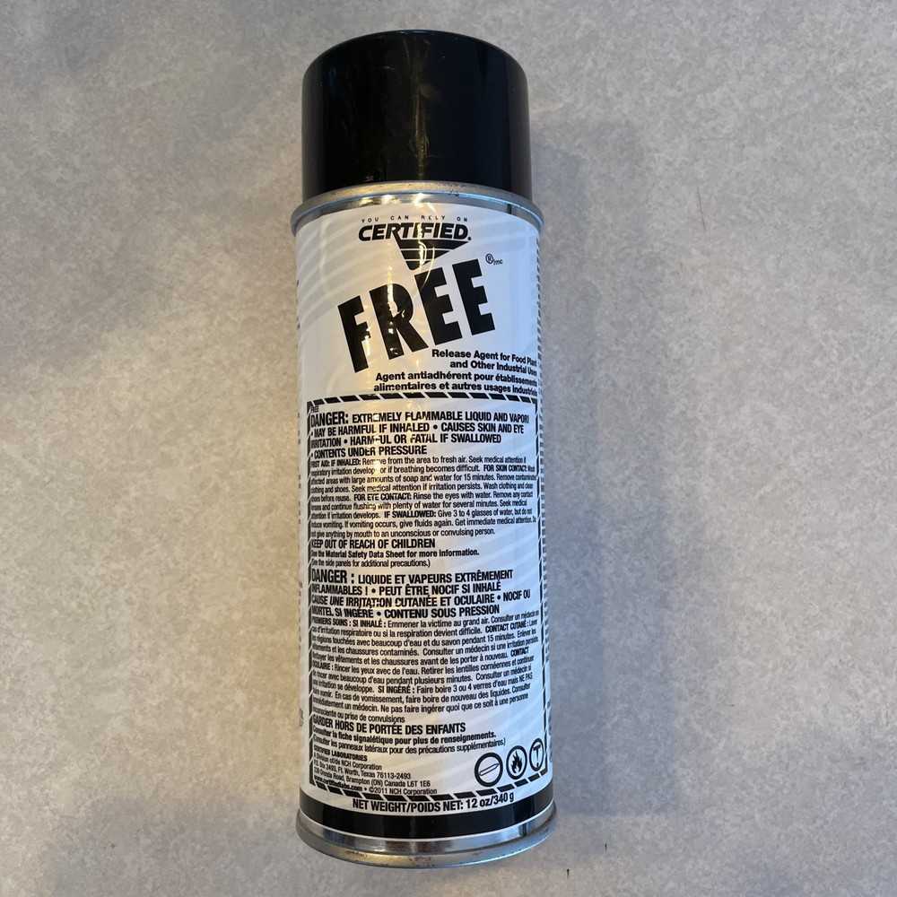 New CERTIFIED FREE Release Agent For Food Plant 12oz/340g