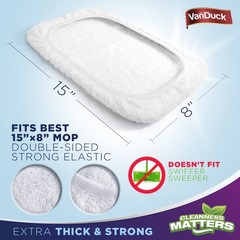 VanDuck 100% Cotton Pad Terry Cloth Mop Refills 15×8 inch 4 Count (Pack of 1)