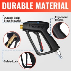 YAMATIC Short Pressure Washer Gun with Stainless Steel Swivel 3/8″ Stubby