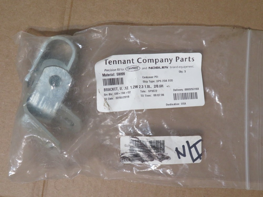 59899 Tennant Sweeper Bracket U, 12, 1.2W 203 1.0L, 2/0.6H