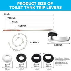 2 Pack Chrome Front Mount Toilet Handle Replacement Kit Flush Lever
