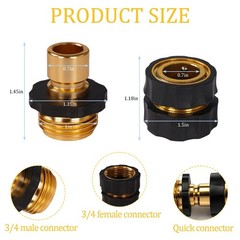 3/4 Inch Garden Hose Quick Connect, Aluminum 4pack, Brass, Black
