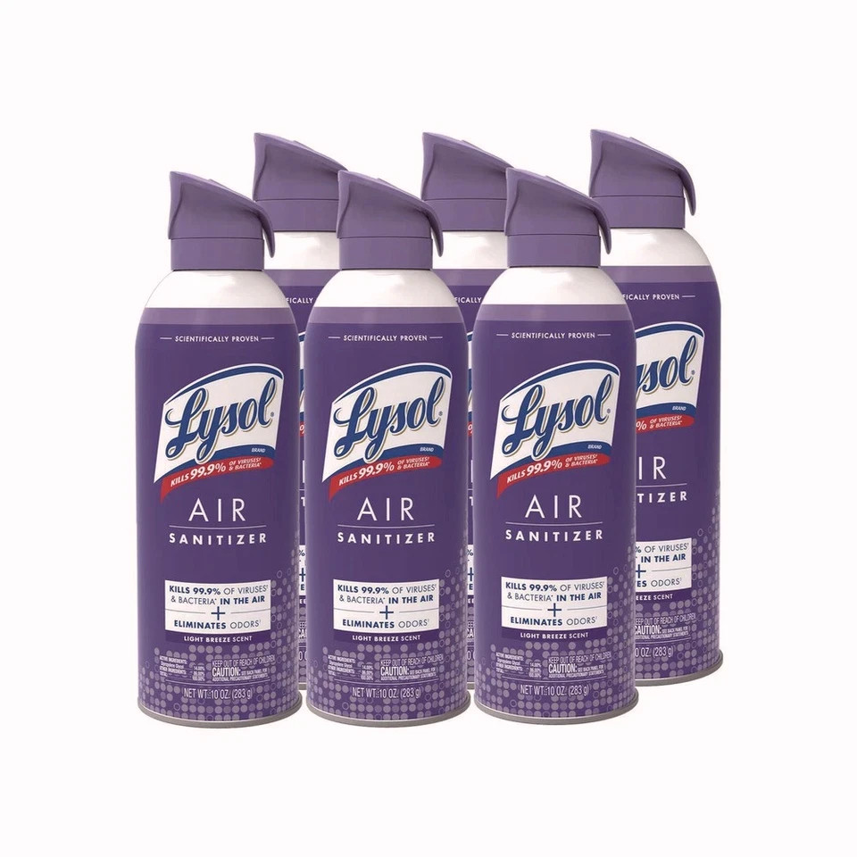 LYSOL Brand 19200-99394 10 oz Can Air Sanitizer Spray – Light Breeze (6/CT) New