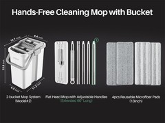 Flat Mop System, Microfiber Mop and Bucket Set, White, Household & Commercial