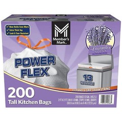 Member’s Mark Power Flex 13-Gallon Tall Kitchen Trash Bags, Lavender, 200 ct