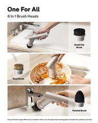 HOTO Handheld Short-Handle Electric Spin Scrubber, IPX7 Waterproof Beige