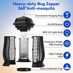 Xgayoo Bug Zapper Electric Mosquito Zapper Outdoor Fly Traps Indoor Outdoor