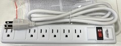 (2pack) 12″ 5+1 Outlet Strip & Surge Protector, 90 Joules, 6-ft Cord, White