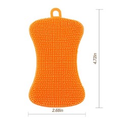 3PCS Silicone Dish Sponges, Multi-Purpose Kitchen 4 Count (Pack of 1), Orange
