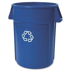 Rubbermaid Commercial Fg264307blue 44 Gal Round Recycling Bin, Open Top, Blue,