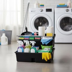 3-Compartment Plastic Cleaning Caddy Basket – Stackable 3 Compartments Black