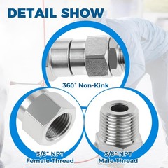 MOOTVGOO 2 Pack 3/8″ NPT Pressure Washer Swivel Fittings, Stainless Steel…