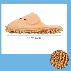 Frjjthchy Cartoon Dog Mop Slippers Microfiber 5.5-9.5 Women/6.5-8 Men, Khaki