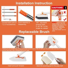 Orange 3 in 1 Long Handled Scrub Brush for Shower Cleaning