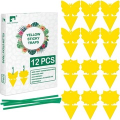 LULUCATCH Fruit Fly Sticky Traps 12 Pcs, Yellow Trap, 12 Pack,