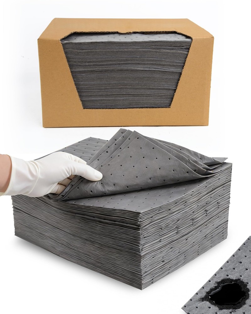 100 Pack 13″x9.8″ Oil Absorbent Mat Pad New Upgrade | Heavy-Duty 9.8×13 Inch