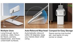 Flat Mop System, Microfiber Mop and Bucket Set, White, Household & Commercial