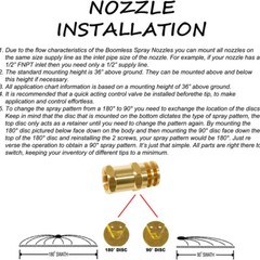 Boomless Spray Nozzle kit 1/2 inch FPT #20 Orifices 90° 180° Caps 5.9 GPM 40 PSI
