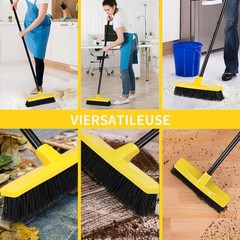 Push Broom Outdoor Indoor 12″ Wide,50″ Long Handle with Yellow Pp