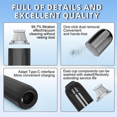 SurnQiee 3-in-1 Handheld Vacuum Cleaner and Cordless Rechargeable Black