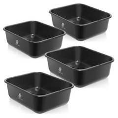 4-Pk Commercial Bus Box/Utility Tub – Plastic Storage Bin Dish Basin, 11L Blk