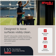 Kimberly-Clark 05322 L10 Wypall 125Pk utility wipe paper towel 10.25×12″A10A11