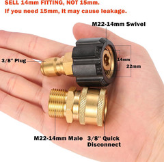 Sanpaint Pressure Washer Quick Connect Fittings, M22 14mm to 3/8″, 2 Set