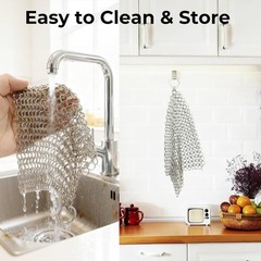 Amagabeli Cast Iron Cleaner 8″x6″ Premium Stainless Steel Chainmail Scrubber